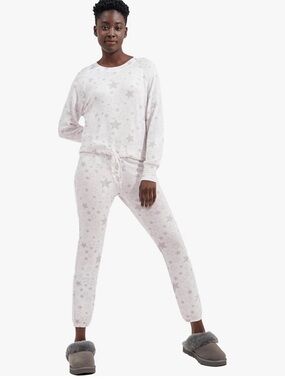 UGG Gable Set Ivory Star Pajamas Lounge Set M Soft Knit Jogger